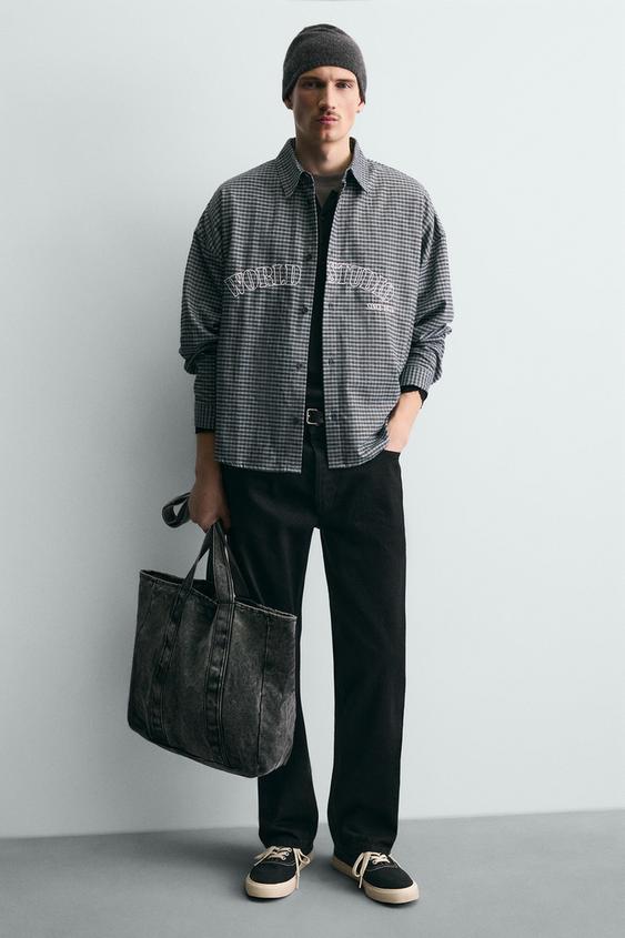 WASHED EFFECT DENIM SHOPPER BAG from Zara - $55.90