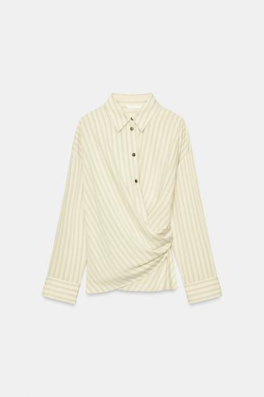 STRIPED WRAP SHIRT - Butter by Zara - Image 0
