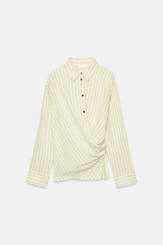 STRIPED WRAP SHIRT - Butter by Zara - Image 0