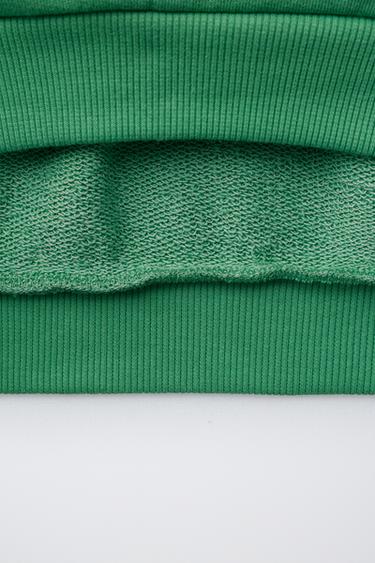 SWEATSHIRT WITH CONTRAST STRIPES AND SLOGAN - Green by Zara - Image 3