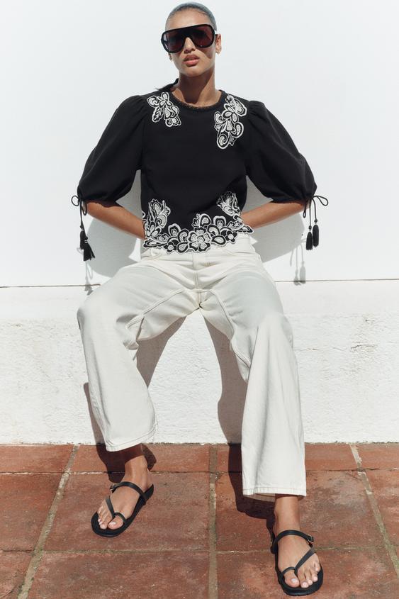 PUFF SLEEVE EMBROIDERED BLOUSE from Zara - $49.90