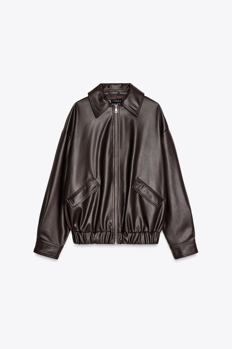 Biker Jacket Damen Lederjacke Zara Bomber Jacket Lederjacke - Main Image