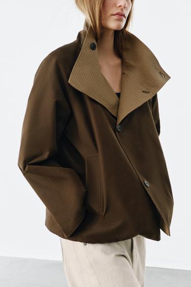 REVERSIBLE CHECK JACKET ZW COLLECTION - Light beige by Zara - Image 4