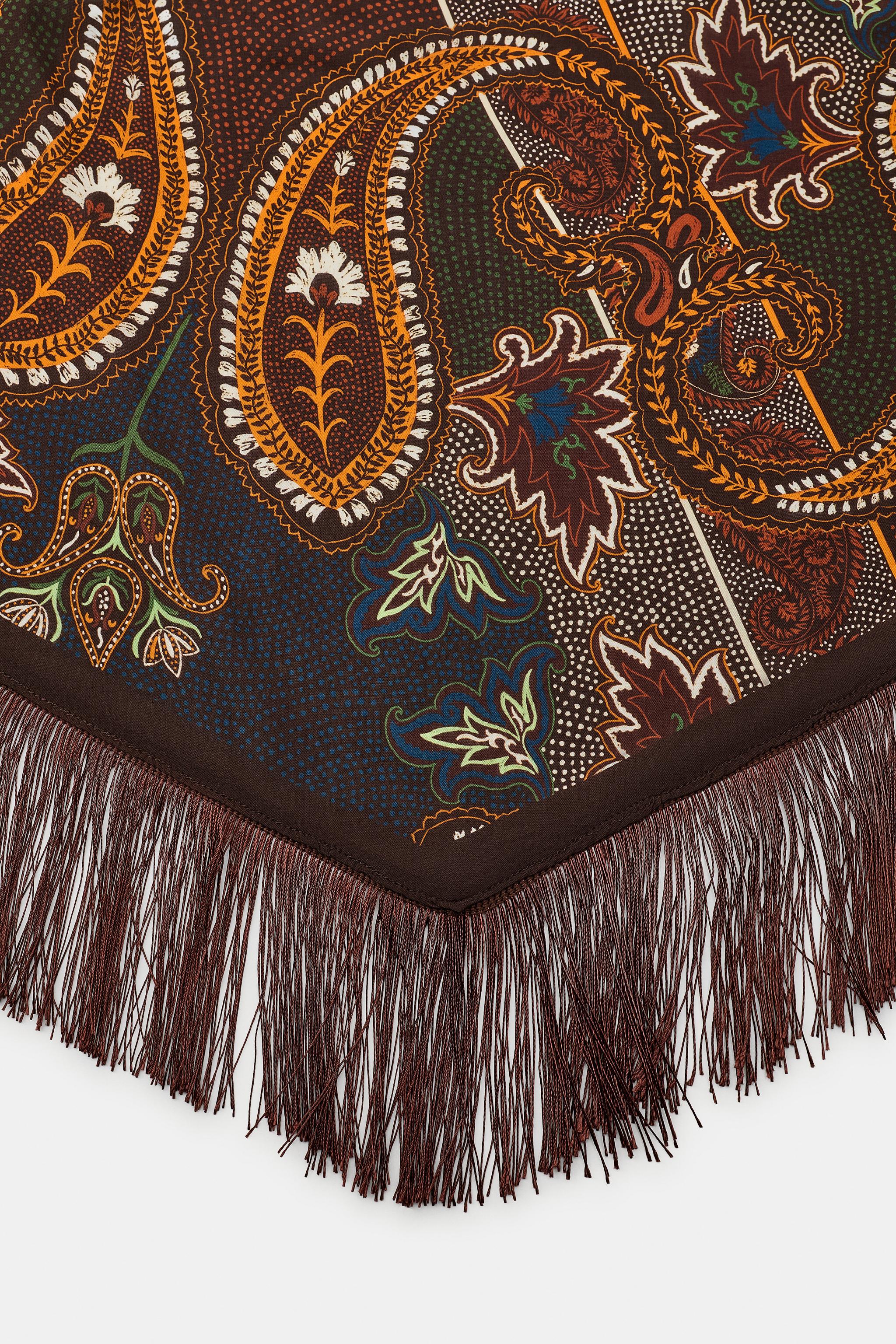 FOULARD À IMPRIMÉ CACHEMIRE À FRANGES