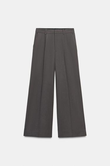 ZW COLLECTION WIDE-LEG TROUSERS - Dark grey by Zara