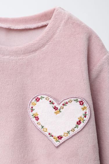 2-6 YEARS/ VELVET HEART FLOWER PYJAMAS - Dusty pink by Zara - Image 5
