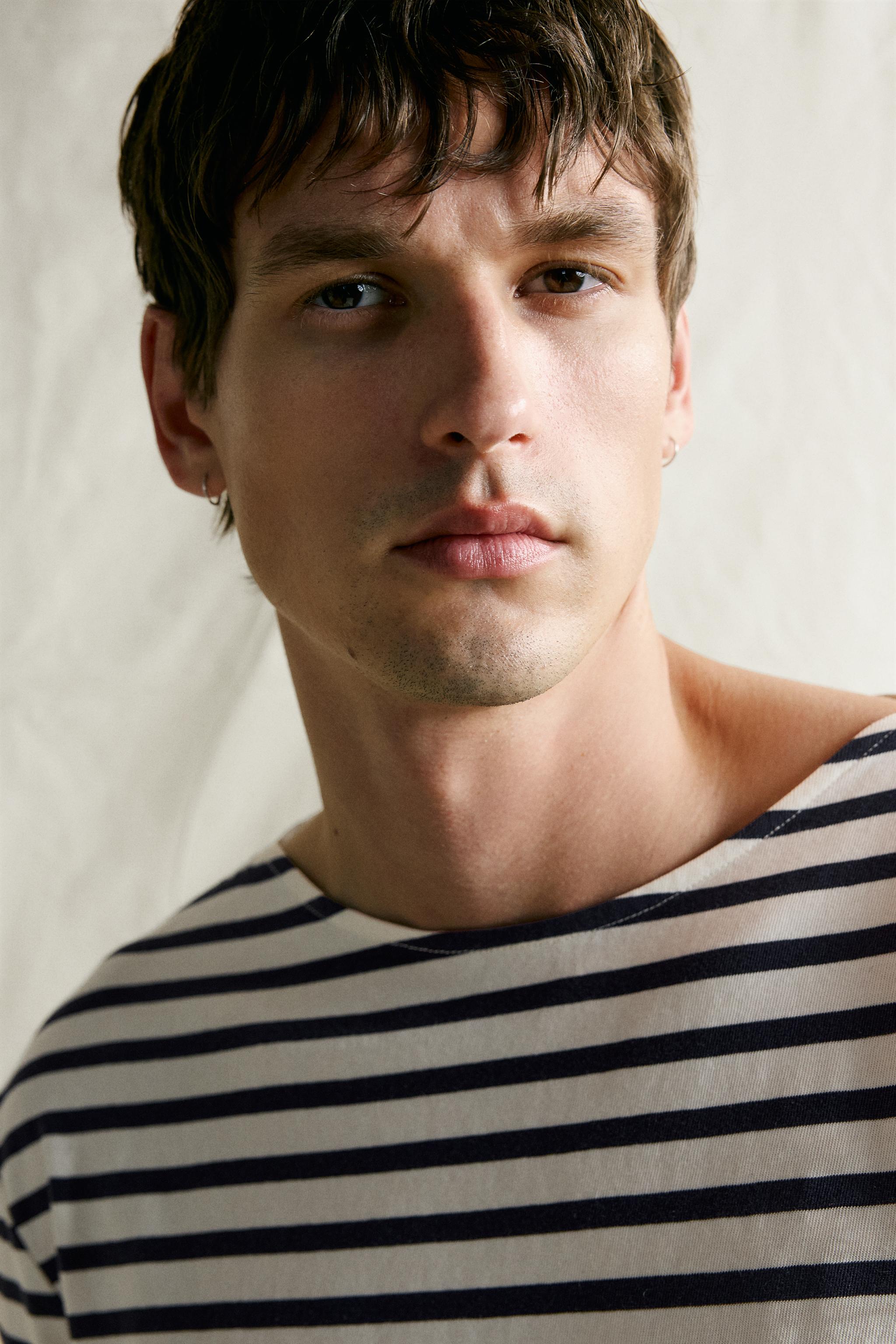 Мужские футболки Zara STRIPED JACQUARD RELAXED T-SHIRT — фото 5