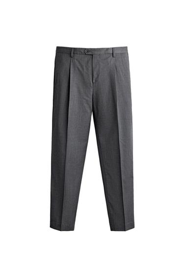 PANTALÓN TRAJE RAYAS 100% LANA - Gris / Azul de Zara