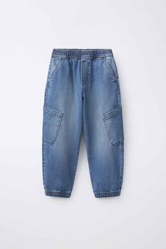 Zaras JOGGINGJEANS CARGO - Blå medel - Bild 0