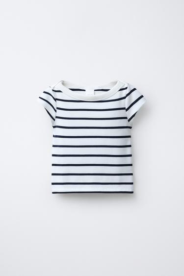 CAMISETA CUELLO BARCO - Rayas de Zara