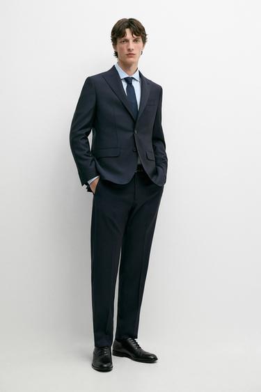 Zara 100% Wool Suit Blazer - Navy blue - Image 0
