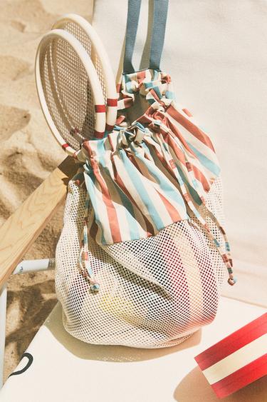 STRIPED BEACH BACKPACK - White by Zara