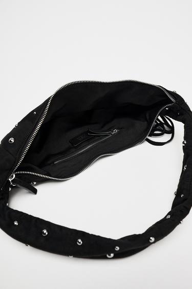 OVAL STUDDED FRINGED BAG - Black by Zara - Image 5
