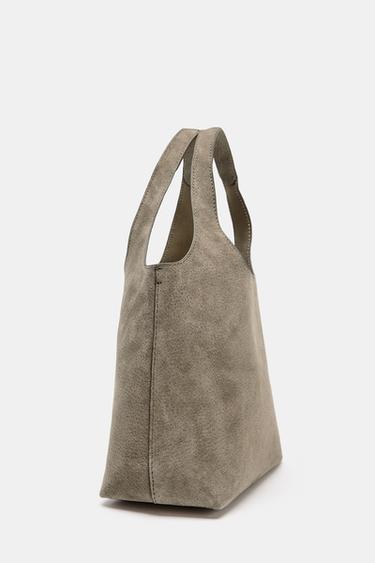 MINI-SHOPPER AUS LEDER - Grau von Zara