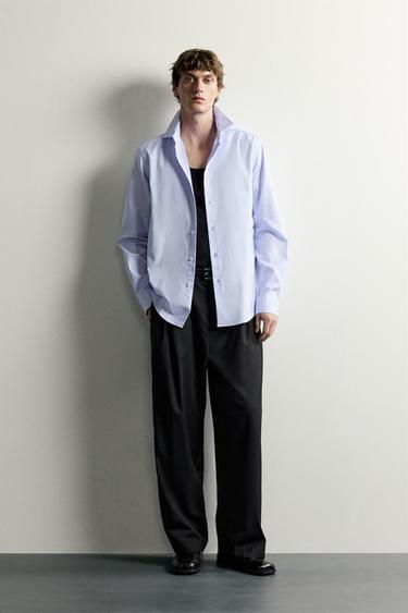 CAMISA SLIM FIT ESTRUTURA - Azul-celeste da Zara - Imagem 0