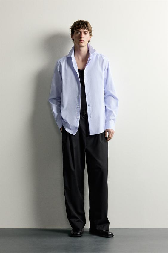 CAMISA SLIM FIT ESTRUCTURA - Celeste de Zara - Imagen 0