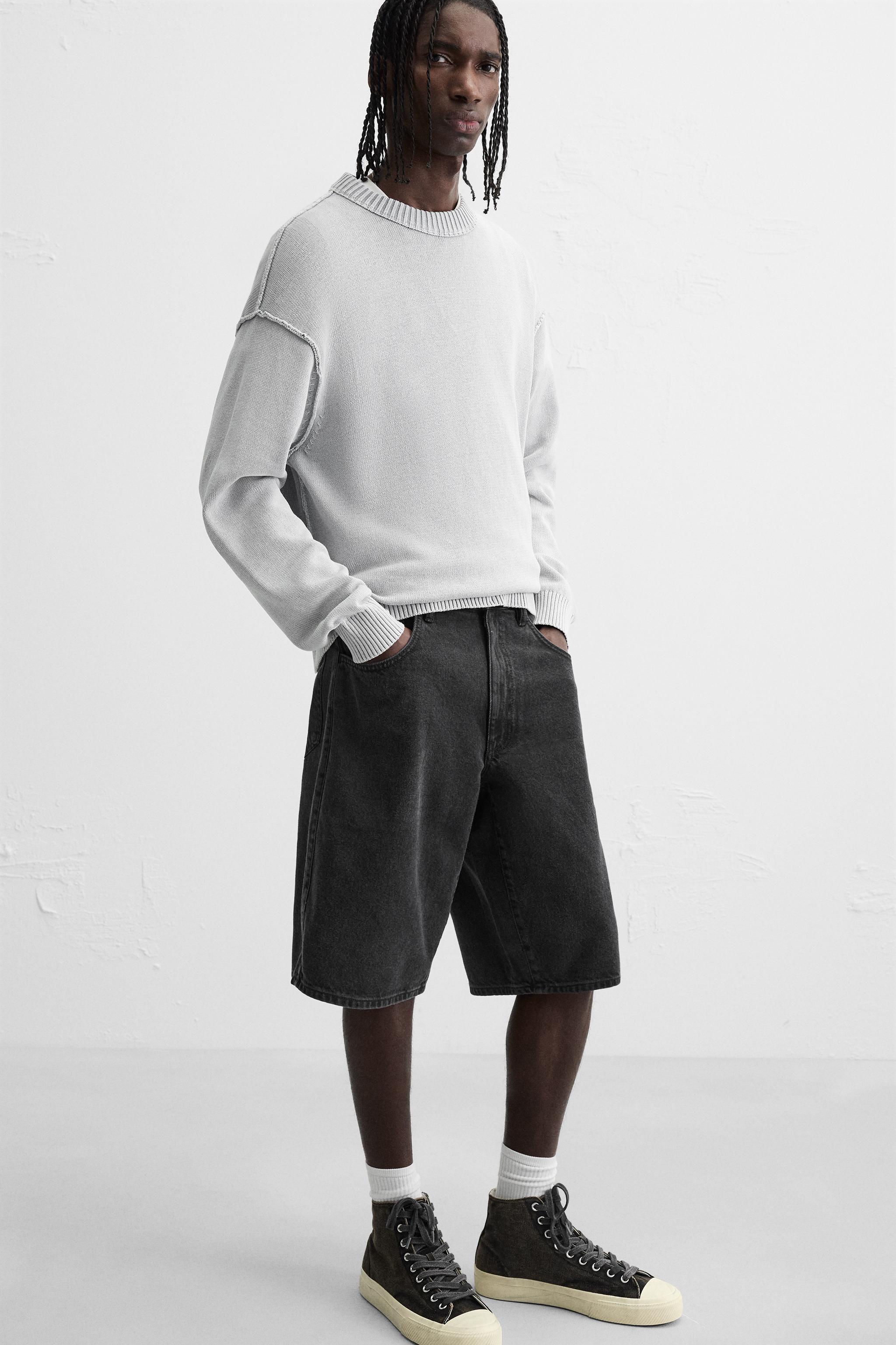 バギーフィットデニムバミューダパンツ - ブルー | ZARA Japan