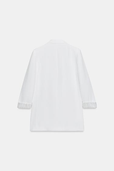 BLAZER WITH ROLLED-UP PRINTED CUFFS - Oyster-white by Zara - Image 6