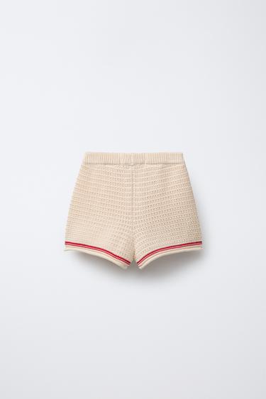 CONTRAST KNIT BERMUDA SHORTS - Ecru by Zara - Image 1