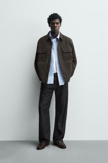 Zara COMFORT TEXTURED OVERSHIRT - Dark brown - Image 0