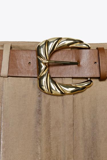 BELTED WIDE-LEG SATIN TROUSERS - Brown / Taupe by Zara - Image 9