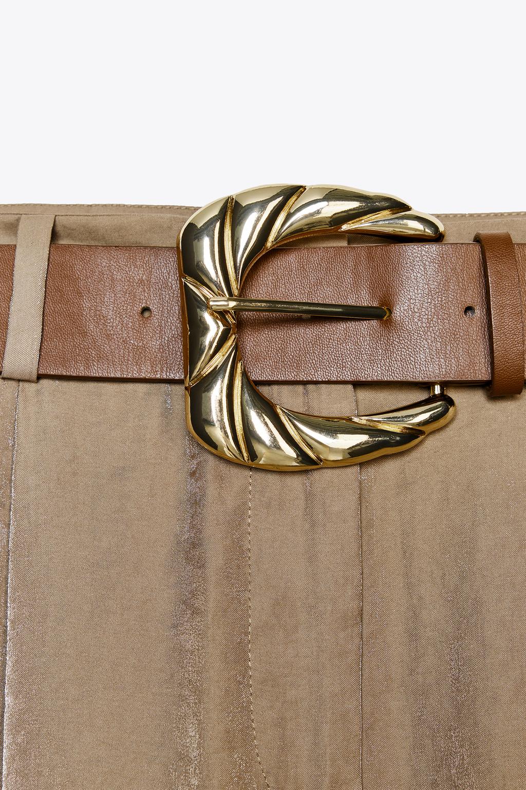 Thumbnail image for BELTED WIDE-LEG SATIN TROUSERS