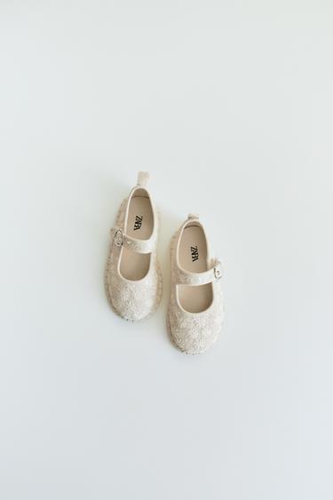 EMBROIDERED BALLET FLATS - Ecru White by Zara