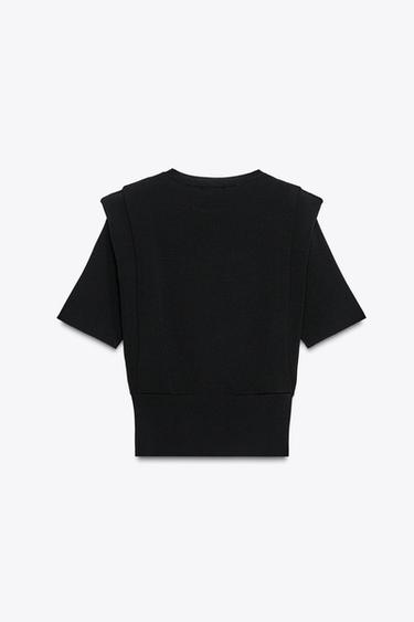 STRICKTOP MIT SCHULTERPOLSTERN - Schwarz von Zara