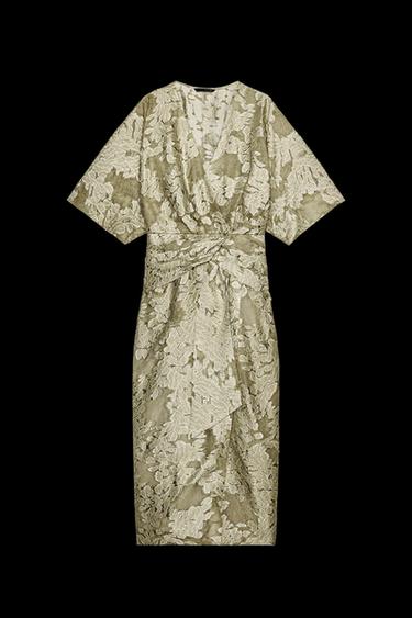 DRAPIERTES KLEID MIT STRUKTUR - Mittelgrün von Zara