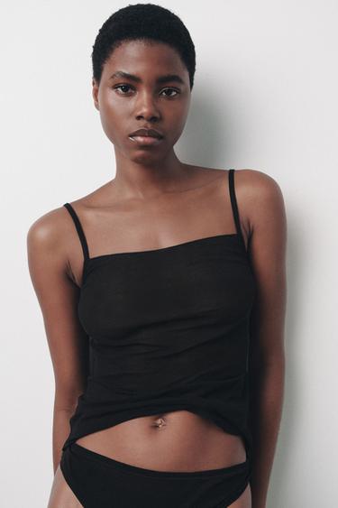 SOFT THONG - Black by Zara