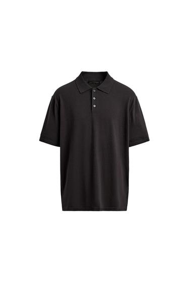 REGULAR FIT COTTON BLEND KNIT POLO SHIRT - Dark brown by Zara