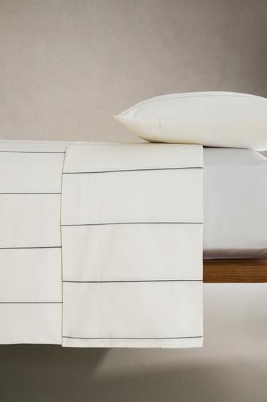 STRIPED FLAT SHEET - Oyster-white by Zara - Image 3