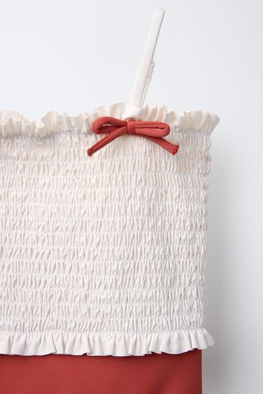 2-6 YEARS/ SWIMSUIT WITH ELASTIC AND BOWS - Terracotta by Zara - Image 2