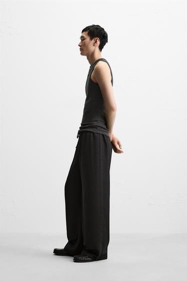 RELAXED FIT TROUSERS WITH STRIPE - Black by Zara - Image 3