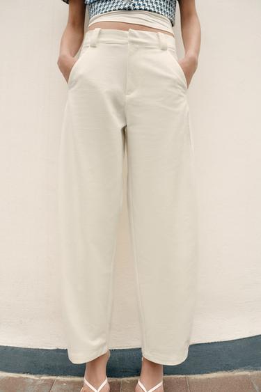 PANTALON BARREL - Écru de Zara