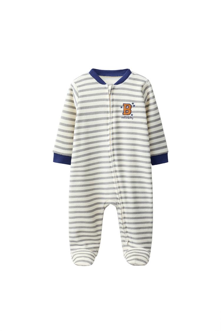 PIJAMA ENTERO RAYAS VELOUR PARCHE