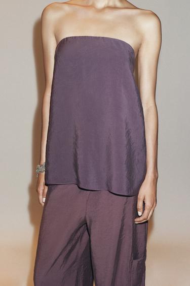 FLOWING BANDEAU TOP - Purple by Zara - Image 2