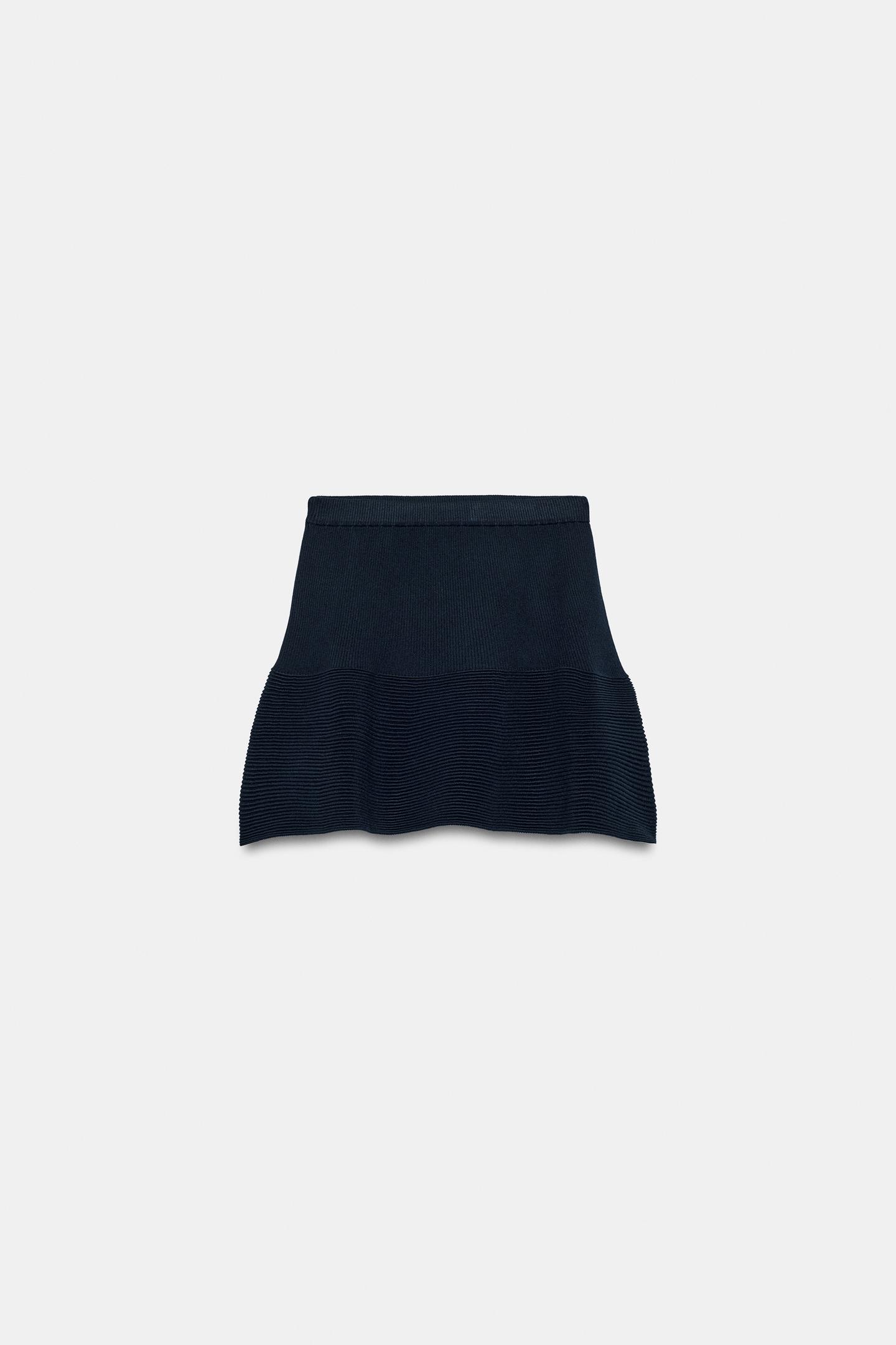 Женская юбка Zara Peplum Knit Mini, цвет: Тёмно-синий — фото 7