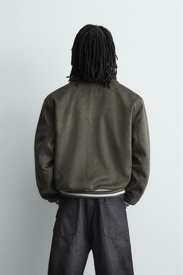 FAUX SUEDE BOMBER JACKET - Light khaki by Zara - Image 2