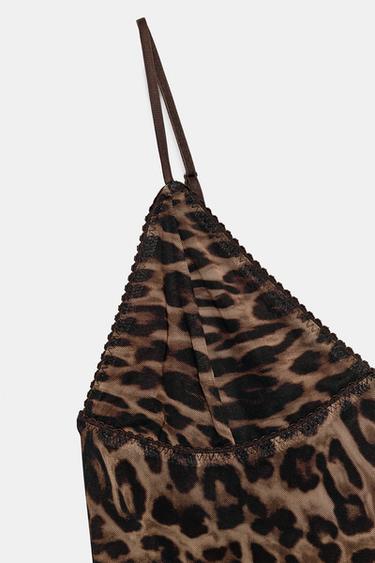 TOP EN TULLE À IMPRIMÉ ANIMALIER - Léopard / Marron clair de Zara - Image 6