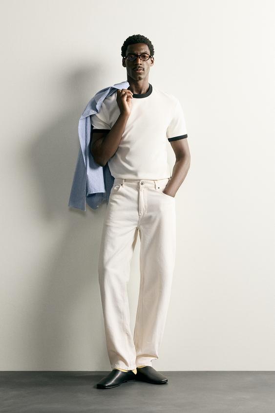 PLAYERA RIB CONTRASTE BÁSICA - Blanco roto de Zara - Imagen 0