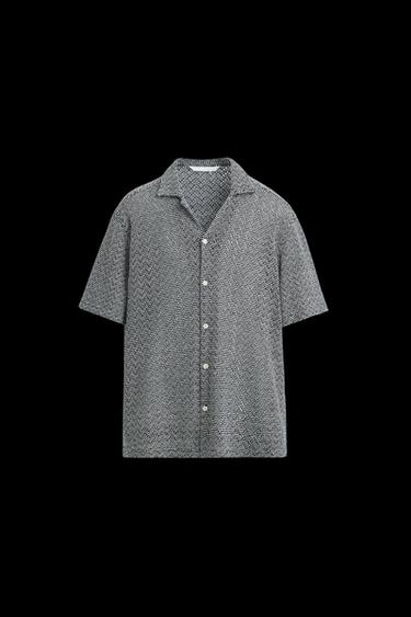 OPEN TEXTURED SHIRT - Navy / White by Zara - Image 0
