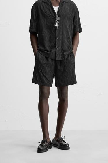 GEOMETRIC PRINT JACQUARD BERMUDA SHORTS - Black by Zara - Image 1