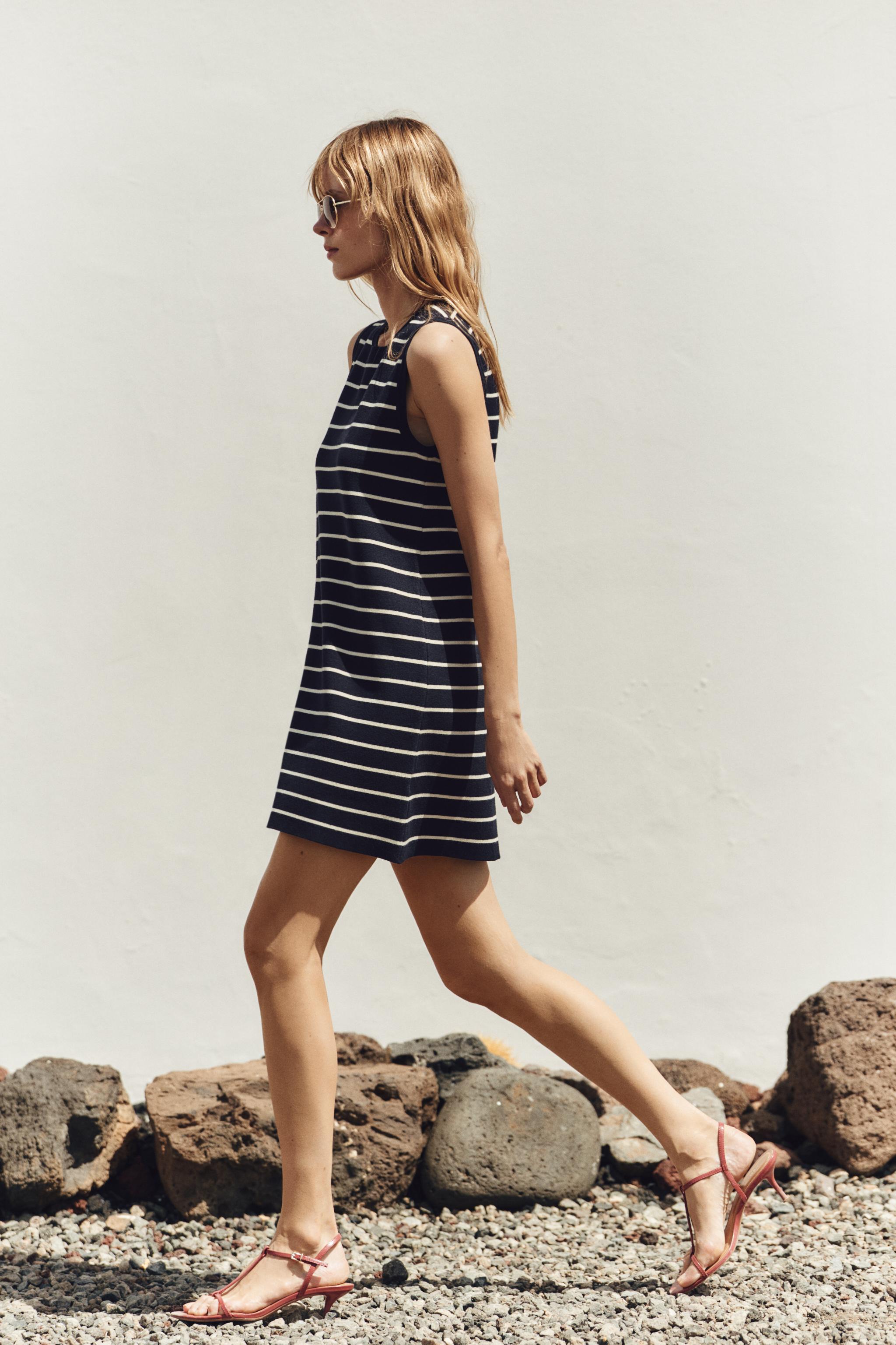 STRIPED KNIT MINI DRESS