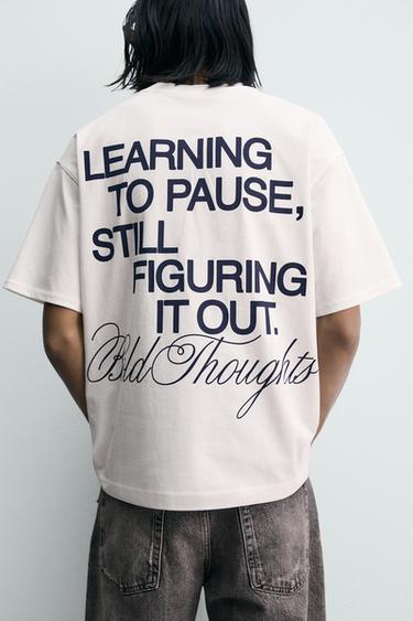 CONTRAST SLOGAN PRINT T-SHIRT - White by Zara - Image 4