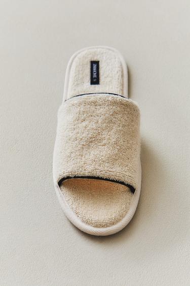 TERRY SLIDERS WITH PIPING - Ecru White by Zara - Image 5