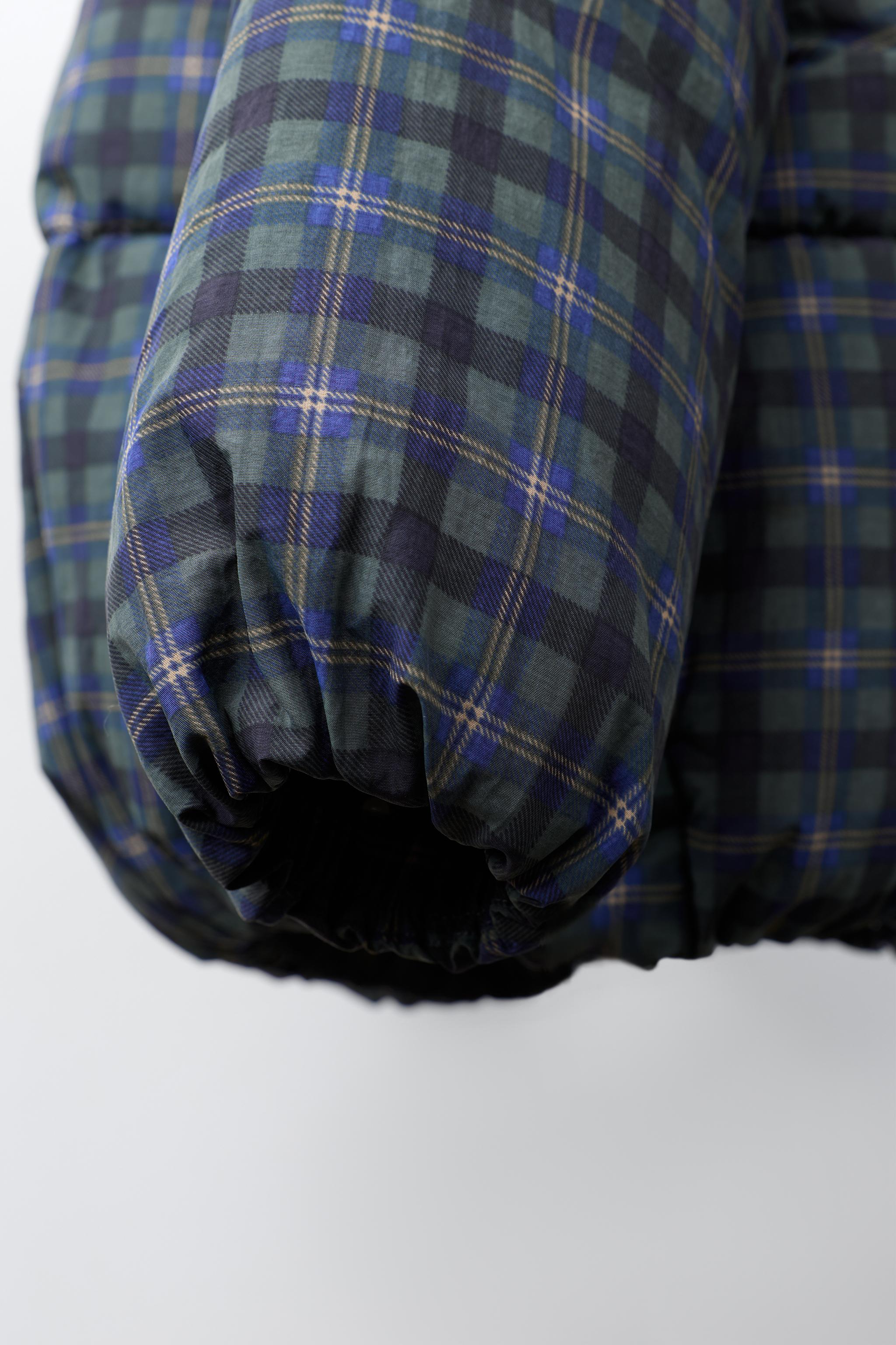 QUILTED WATER-REPELLENT PLAID RIBBON COAT