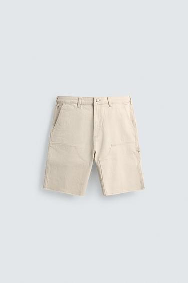 RELAXED FIT BERMUDA SHORTS WITH CARPENTER POCKET - Stone by Zara