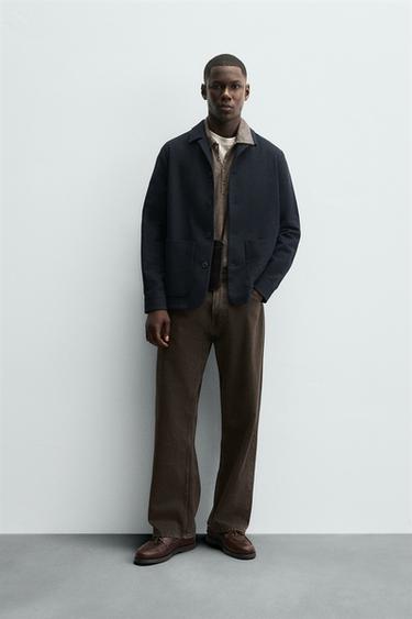TEXTURED REGULAR FIT OVERSHIRT - Navy blue by Zara - Image 0