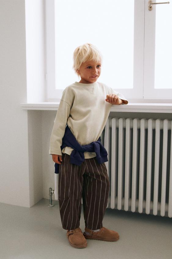 Zara STRIPED BALLOON PANTS - Brown - Image 0